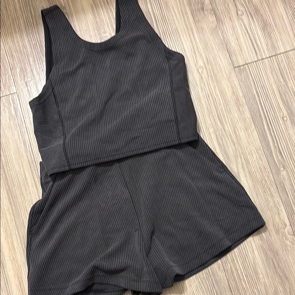 Black Ribbed Top and Shorts Set